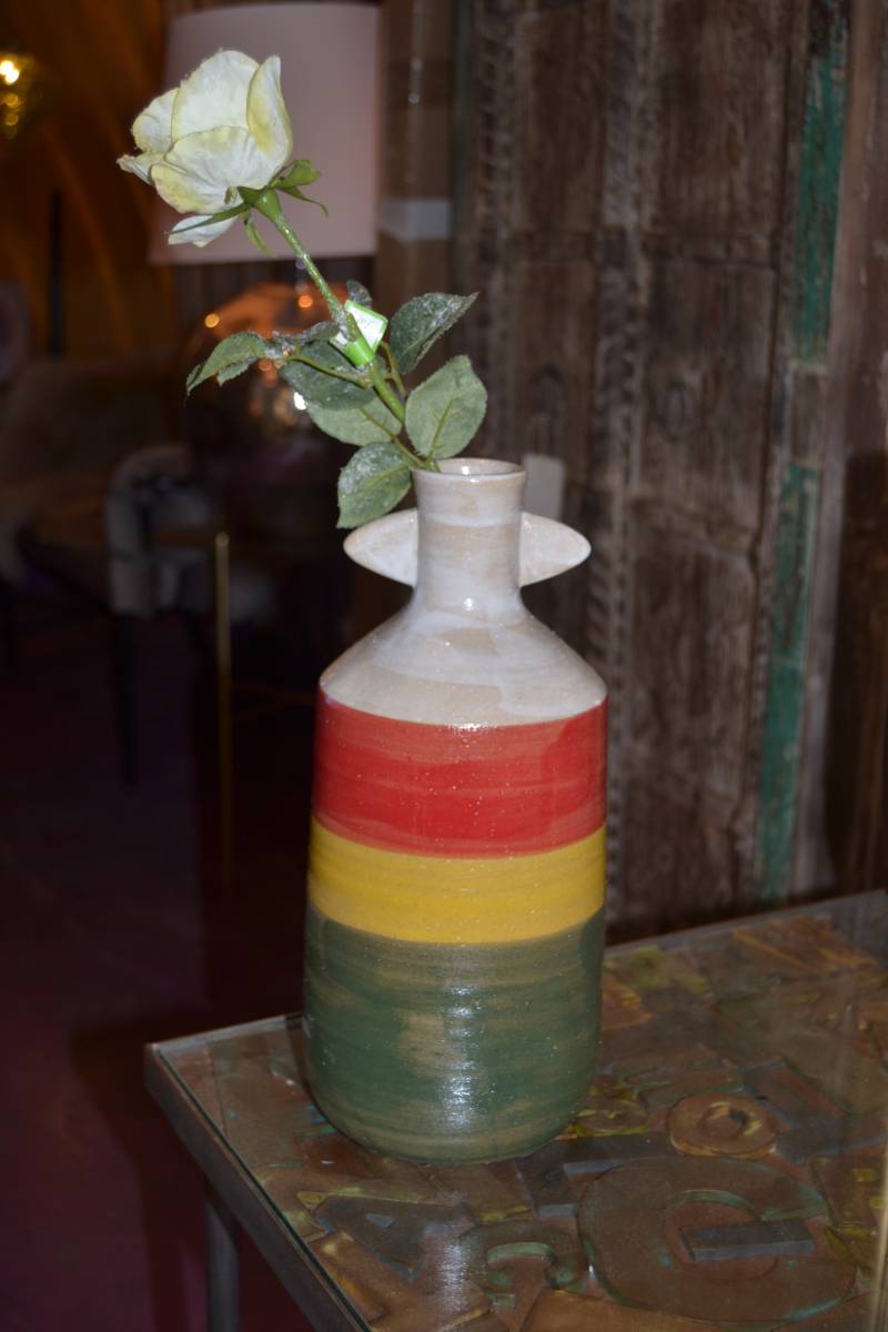 Trouver un vase cylindrique en grès aux couleurs vives de la marque Chehoma à Toulon dans le Var